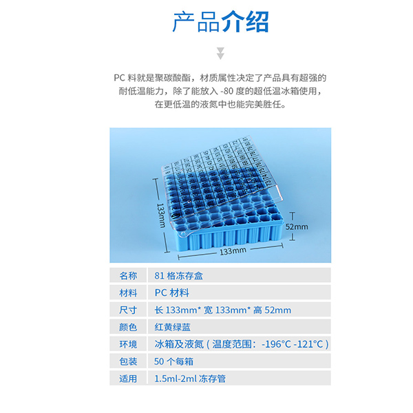 超低温冰箱液氮罐绿冻品牌|冻存盒 9*9样品保存冷冻pc保存盒插图1