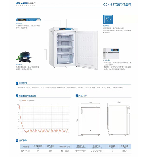 美菱DW-YL90医用低温冰箱-10-25° 立式插图1